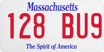 MA license plate 128BU9