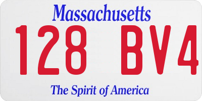 MA license plate 128BV4