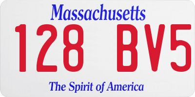 MA license plate 128BV5