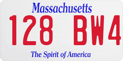 MA license plate 128BW4