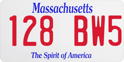 MA license plate 128BW5