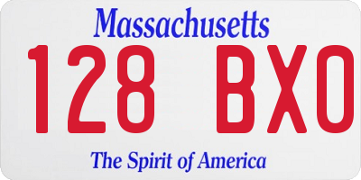 MA license plate 128BX0