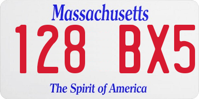 MA license plate 128BX5