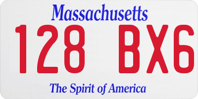 MA license plate 128BX6
