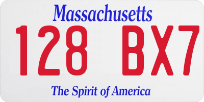 MA license plate 128BX7