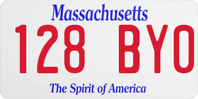 MA license plate 128BY0