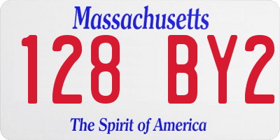 MA license plate 128BY2