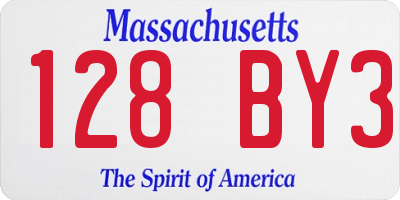 MA license plate 128BY3