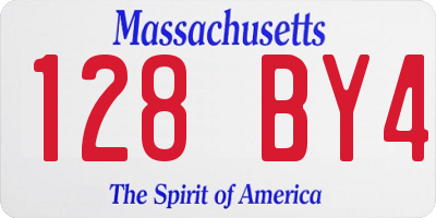 MA license plate 128BY4