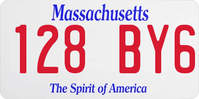MA license plate 128BY6