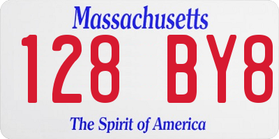 MA license plate 128BY8