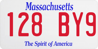 MA license plate 128BY9