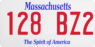 MA license plate 128BZ2