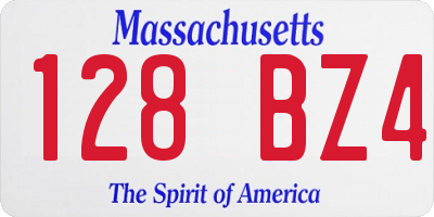 MA license plate 128BZ4