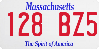 MA license plate 128BZ5