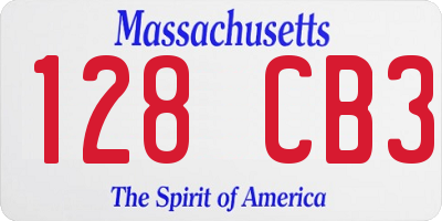 MA license plate 128CB3