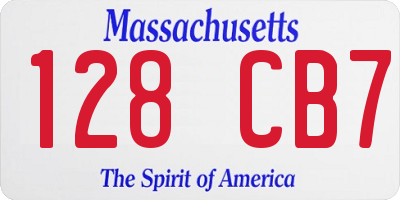 MA license plate 128CB7