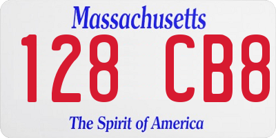 MA license plate 128CB8