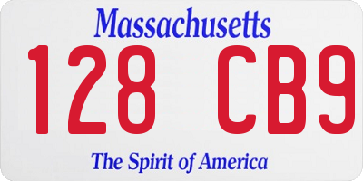 MA license plate 128CB9