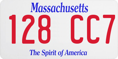 MA license plate 128CC7