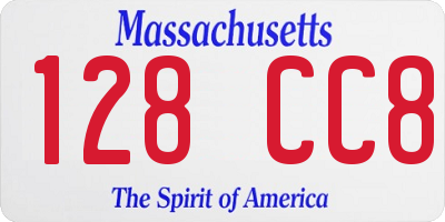 MA license plate 128CC8