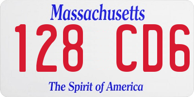 MA license plate 128CD6
