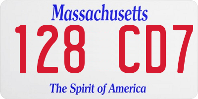 MA license plate 128CD7