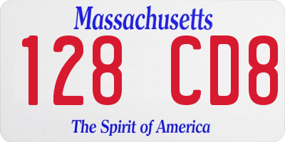 MA license plate 128CD8