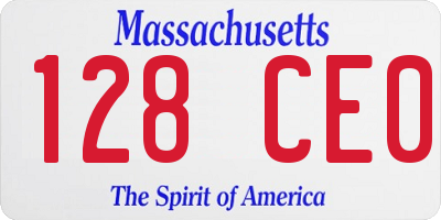 MA license plate 128CE0
