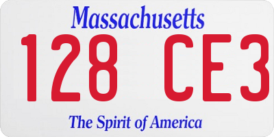 MA license plate 128CE3