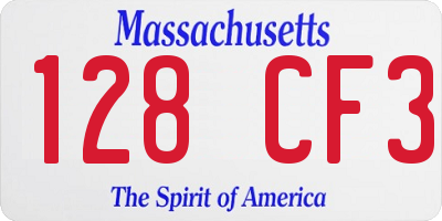 MA license plate 128CF3