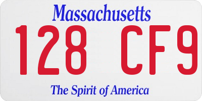 MA license plate 128CF9