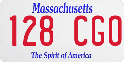 MA license plate 128CG0