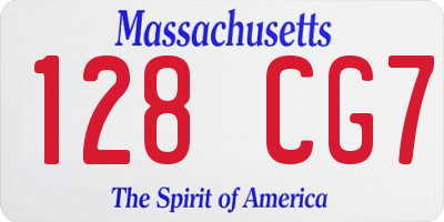 MA license plate 128CG7