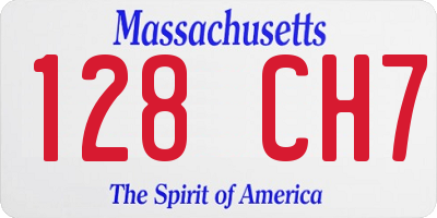 MA license plate 128CH7