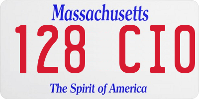 MA license plate 128CI0