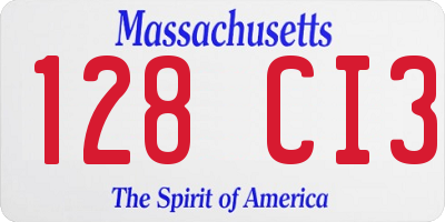 MA license plate 128CI3