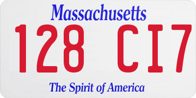 MA license plate 128CI7