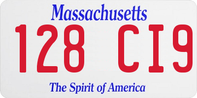 MA license plate 128CI9