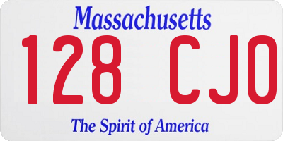 MA license plate 128CJ0