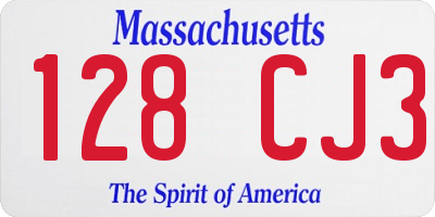 MA license plate 128CJ3