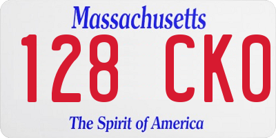 MA license plate 128CK0