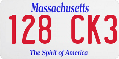 MA license plate 128CK3