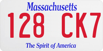 MA license plate 128CK7