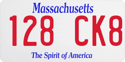 MA license plate 128CK8