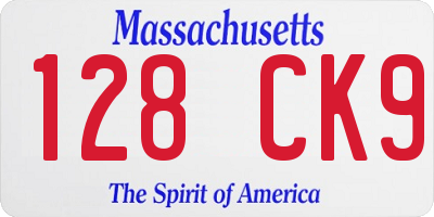 MA license plate 128CK9