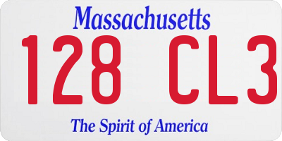 MA license plate 128CL3