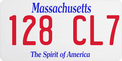 MA license plate 128CL7