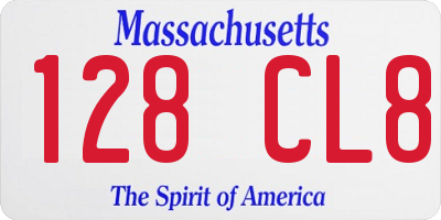 MA license plate 128CL8