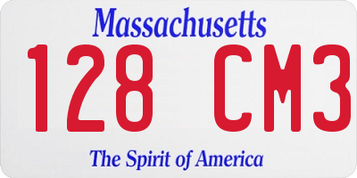 MA license plate 128CM3